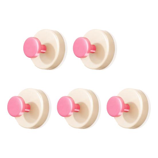 

5Pcs Plastic Suction Cup Hooks No Drill Strong Suction Power Detachable Reusable Wall Hangers for Bathroom Kitchen Bedroom Storage Accessories