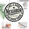 2D Flat, 1pc Stay Safe Aluminum Metal Sign, Positive Message Round Aluminum Sign, Home Theme - Good Neighbor Rustic Metal Wall Art, Wall Decor Signs
