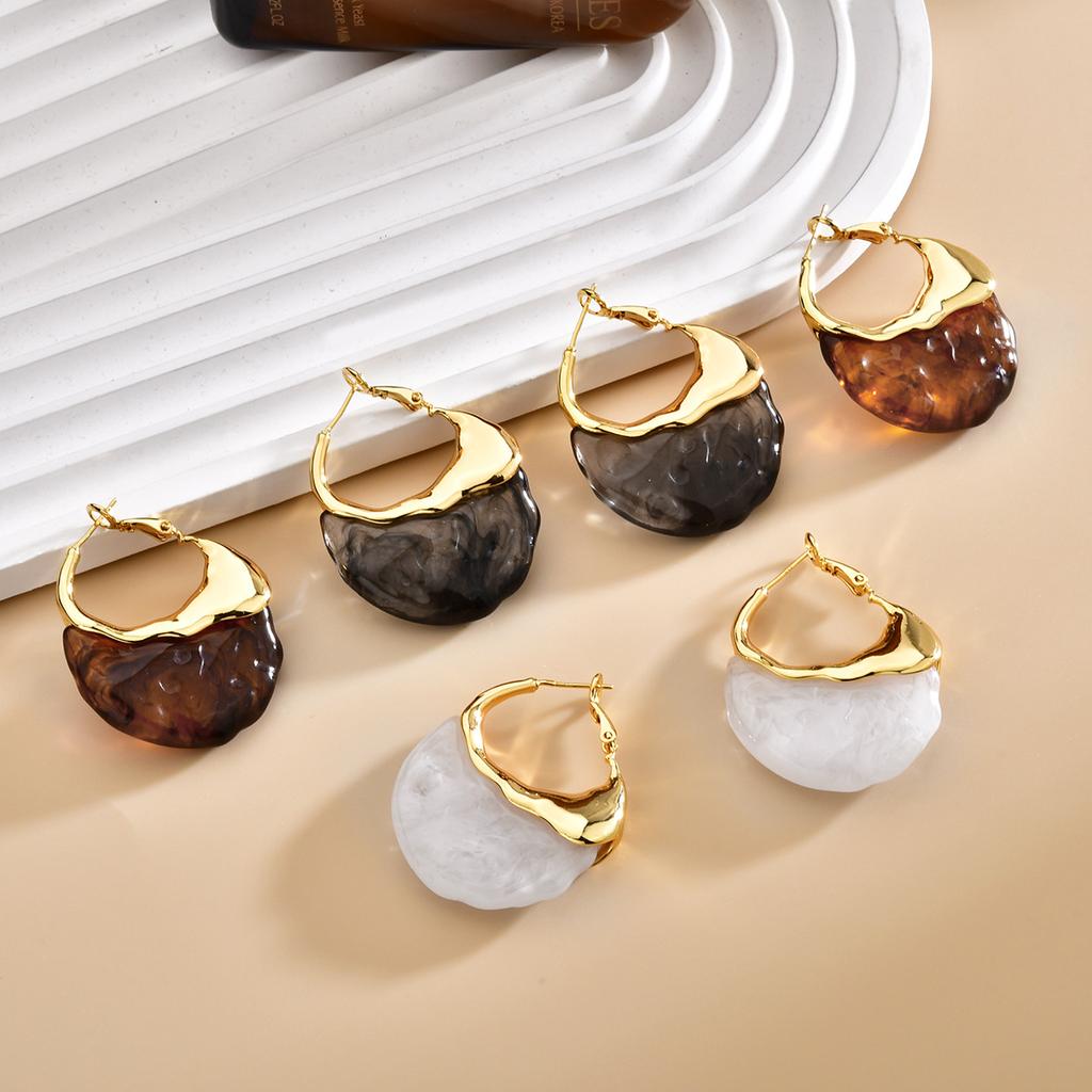New Trendy Irregular Wave Metal Spliced Hoop Earrings Hypoallergenic Elegant Romantic Jewelry Stainless Steel Earrings