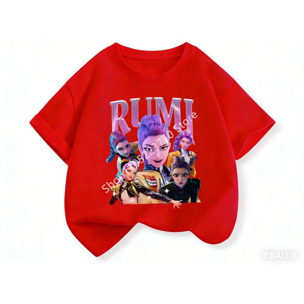 2026 Fun Huntrix Kpop Demon Hunters T-Shirt for Boys Girls Fans Gift Summer Crew Neck Short Sleeve Tees Fashion Kids T-shirt