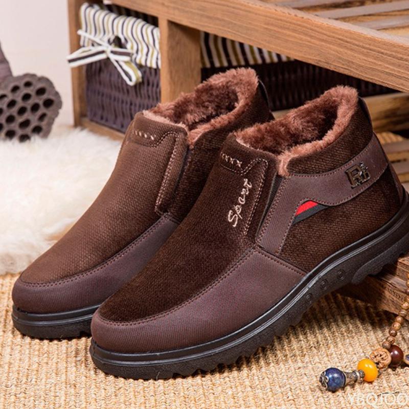 Large Size Autumn and Winter Fashion New Item with Plush and Thick Warm Cotton Boots for Outdoor Comfort Men's Cotton Shoes