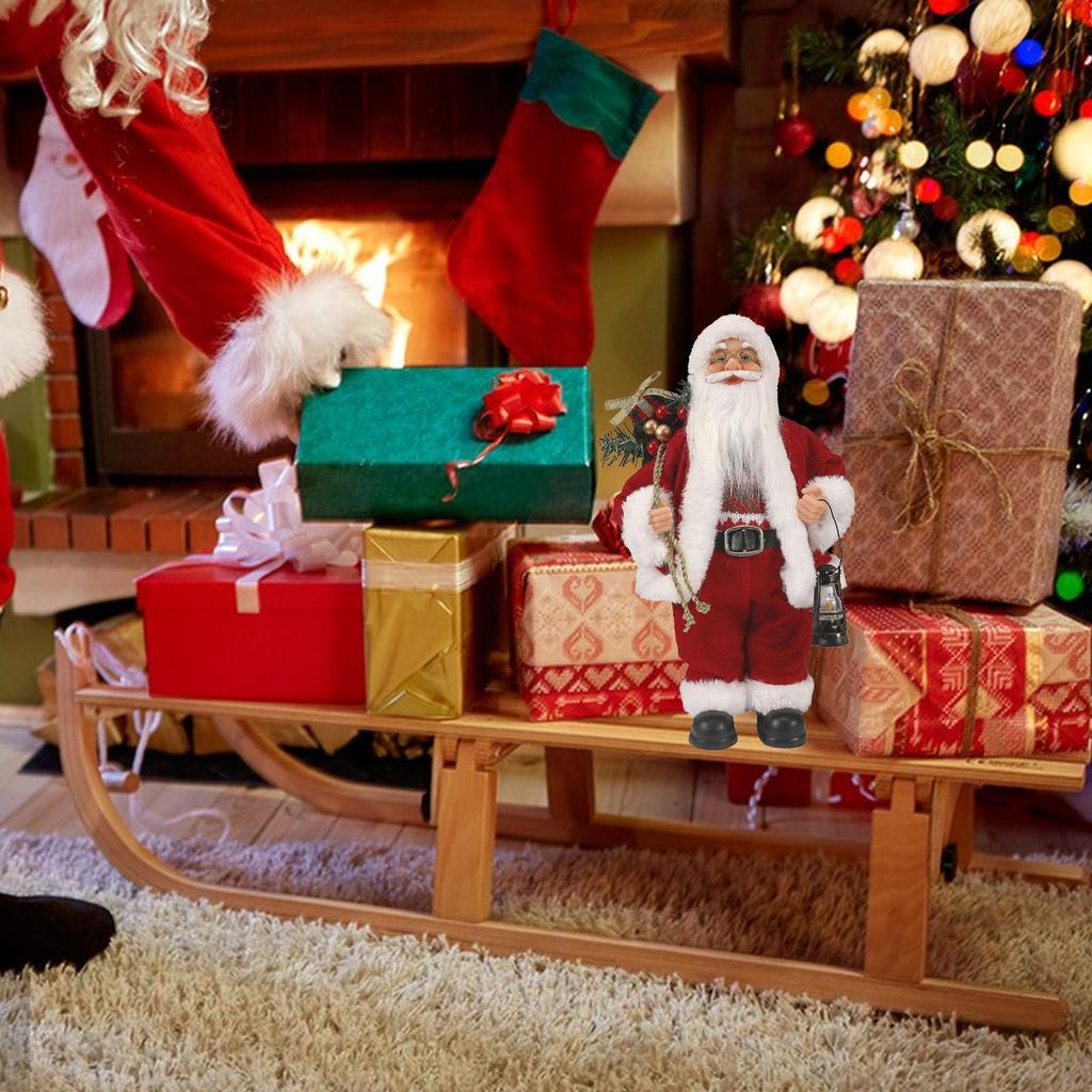 Santa Claus Statue Standing Collectibles Holding Lantern Santa Statue For New Year Christmas Holiday Party Dorm Living Room