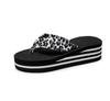Women's Wedge Heel Wave Sole Platform Flip-Flops - Handmade Towel Cloth Toe-Clip Slippers