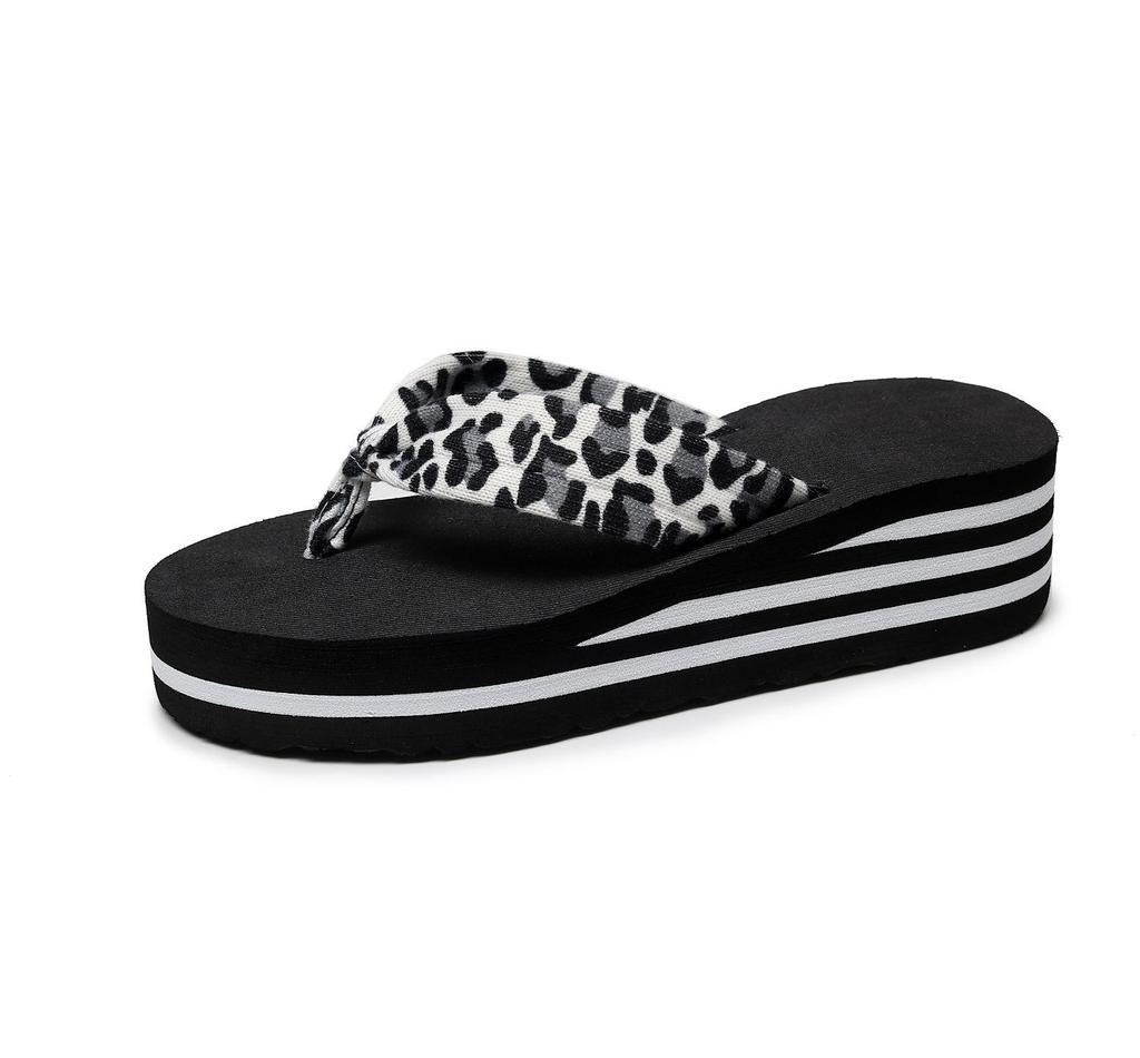 Women's Wedge Heel Wave Sole Platform Flip-Flops - Handmade Towel Cloth Toe-Clip Slippers