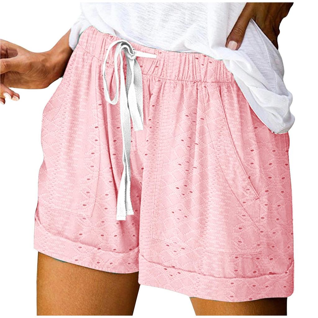 Women's Casual Summer Elastic Beach Shorts Solid Casual Shorts