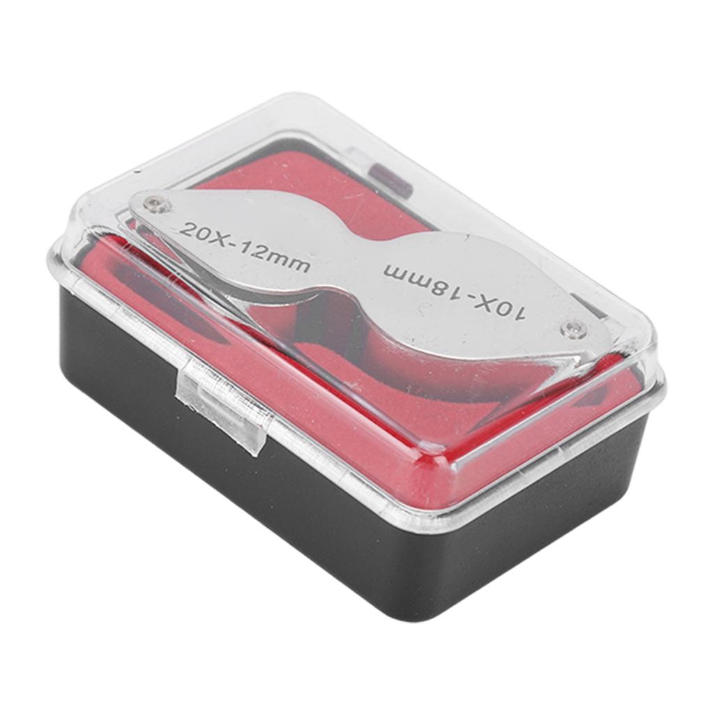 10X 20X Jewelers Loupe Foldable Dual Lens Loupe All Optical Glass Lens Folding Magnifying Glass for Tattoo Inspection