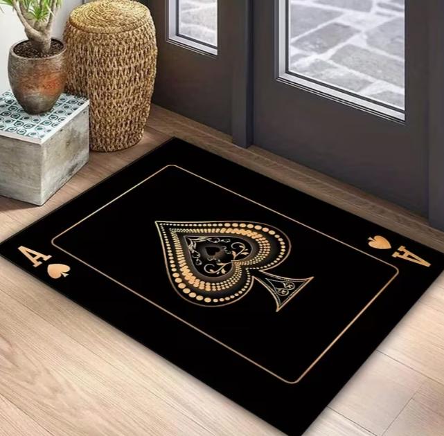 

Retro Classic Poker Four Sheet Floor Mat Creative Game Theme Living Room Bedroom Entry Decoration Anti Slip Mat 40cm x 60cm