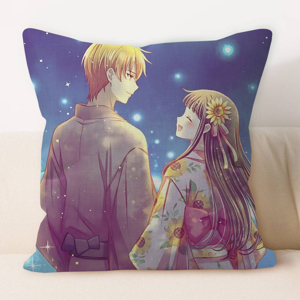 

F-Аниме Наволочка Fruits Basket 45x45см Милая наволочка Подушка для гостиной Диван Чехол на подушку Спальня Домашнее украшение Детский подарок 12x12Inch