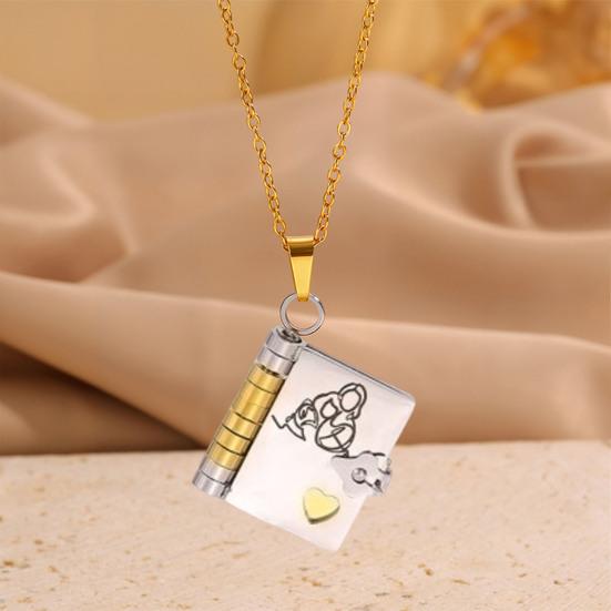 Bok Charm Halskjede til Mitt Barnebarn Bok Halskjede Åpningsbar Bok Charm med 6 Sider Halskjede Gave fra Bestemor til Barnebarn