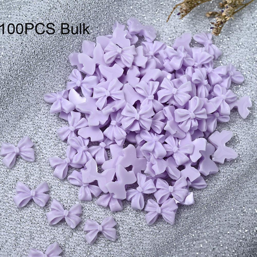 50/100 pezzi Rosa Bianco Kawaii Fiocco Ciondolo per Unghie 3D Resina Fiocco Flatback Gemme per Unghie 8*10mm Strass Gioielli per Nail Art #Papillon