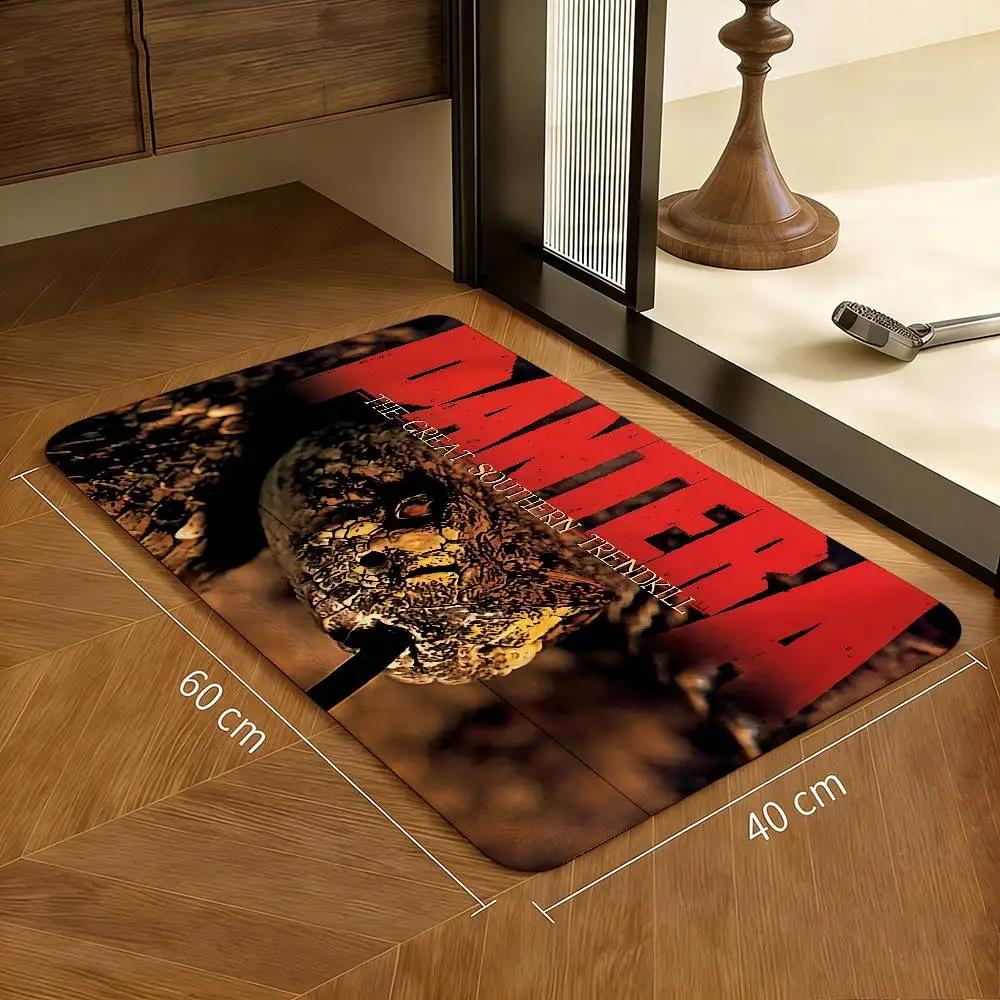 Groove Metal Band P-Pantera Room Mats Anti-slip Absorb Water Long Strip Cushion Bedroon Mat Household Carpets