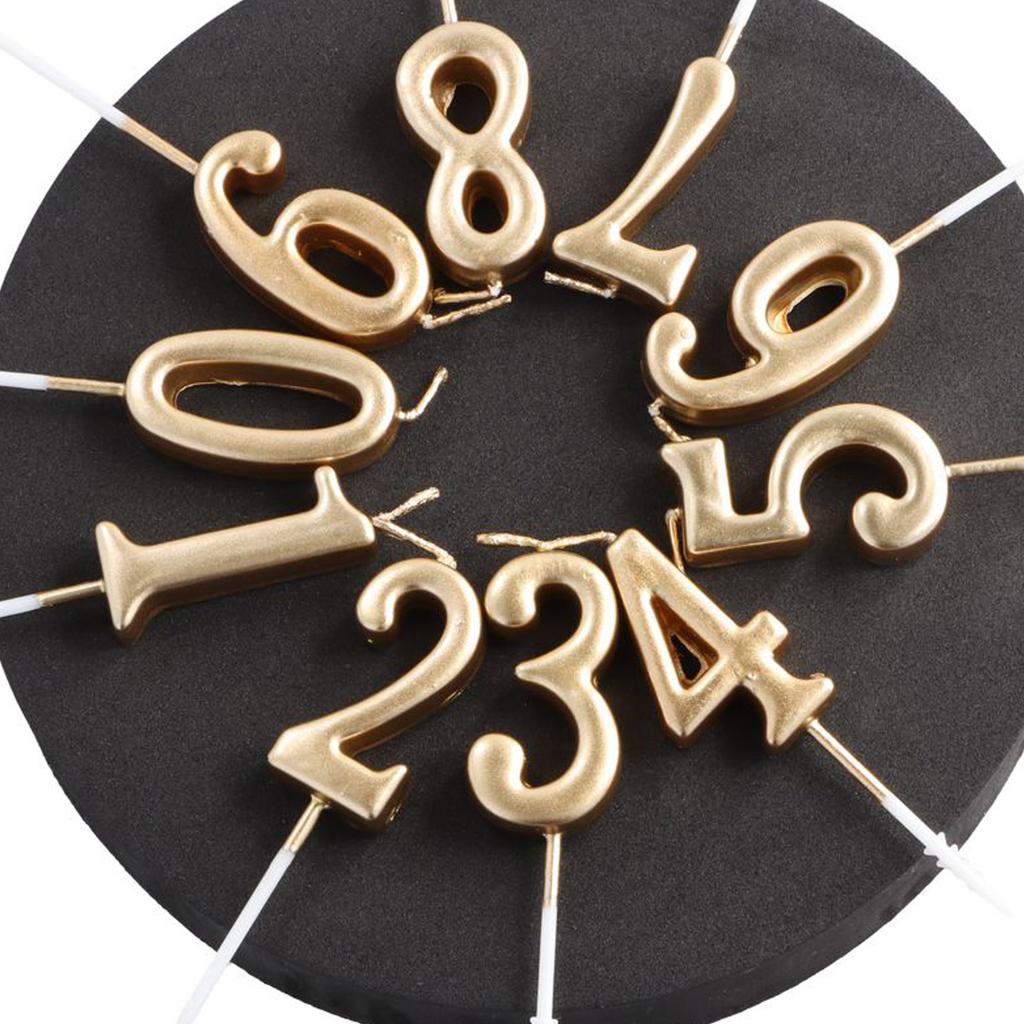 Golden Birthday Candles 0-9 Digital Cake Topper Number Wedding Cakes Dessert Decor Party Supplies Acssories