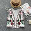 Crochet Top Embroidery Floral Tank Tops Knitted Women V-neck Folk Fashion Vest for Women Vintage Plus Size