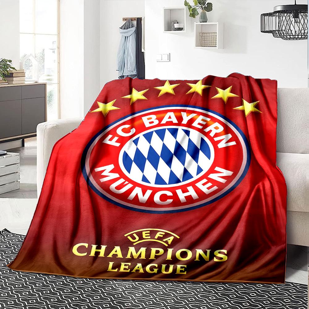 1pc Bayern Munich Blanket, Gift, for Men and Women, Soft Blanket, Good for Sofa Bed Couch Travel, Lightweight Flannel Blanket