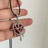 Geometric Karst Imprisonment Heart Pendant Earrings Necklace Female Punk Style Trendy Dark Jewelry Gift Wholesale
