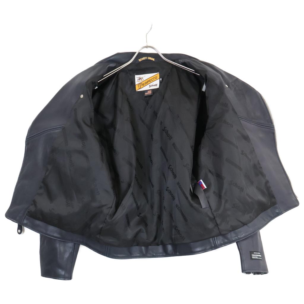 SCHOTT ×NEIGHBORHOODxKostas Seremetis 149UN ONE STAR/One Star Cowhide Back Graphic Double Rider Jacket Jacket 38 NavyUsed