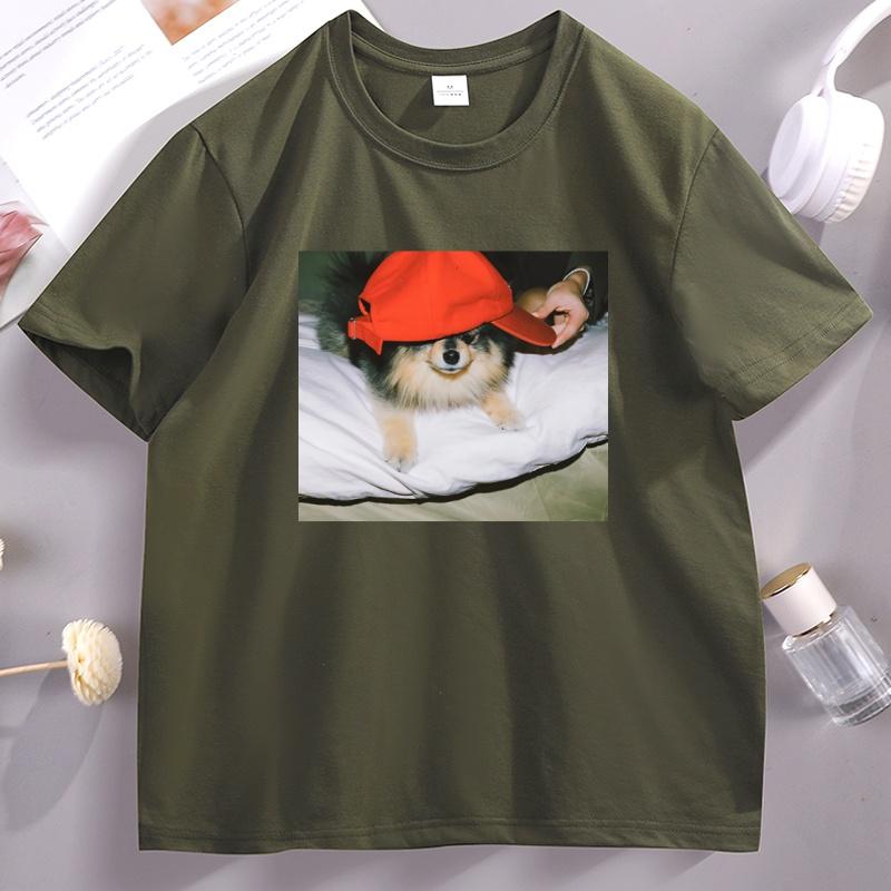 Funny Dog Kpop Tee Casual Korean Fashion Cotton Dog Tshirt WoUnisex Unisex Clothing Short Sleeve Cotton Fashion Tshirt Graphic Tee