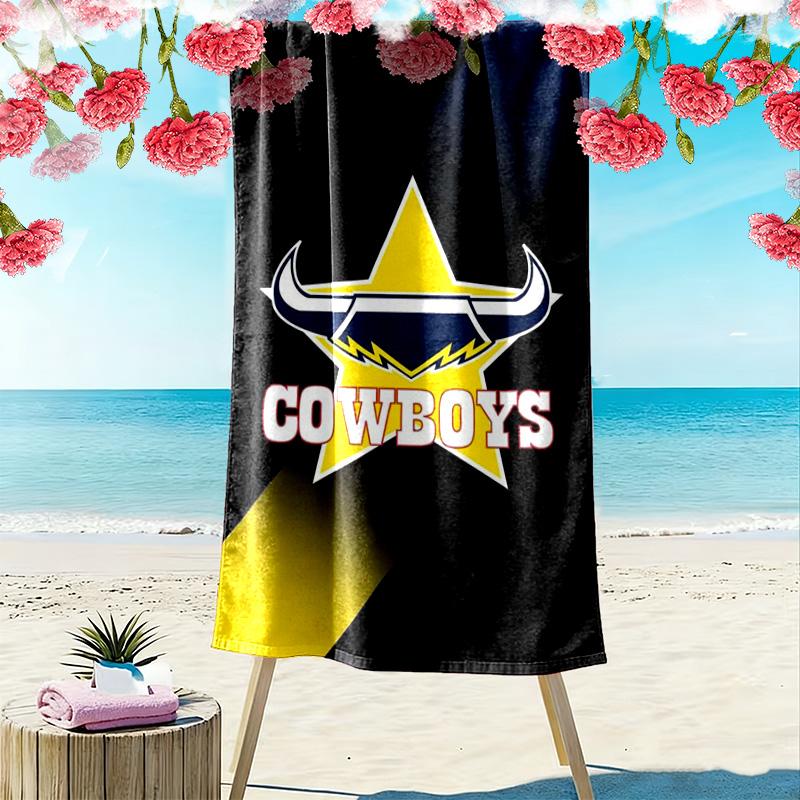 North Queensland Cowboys Print Beach Towel, Large Soft Quick Dry Towel for Beach Camping Swimming