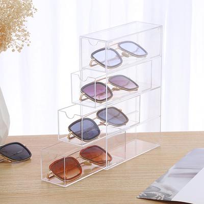 4-lagige Acryl-Brillenaufbewahrungsbox, stapelbar, transparent, mit Schubladen, Displayhalter, Make-up-Brillen-Organizer, Schmuckbox