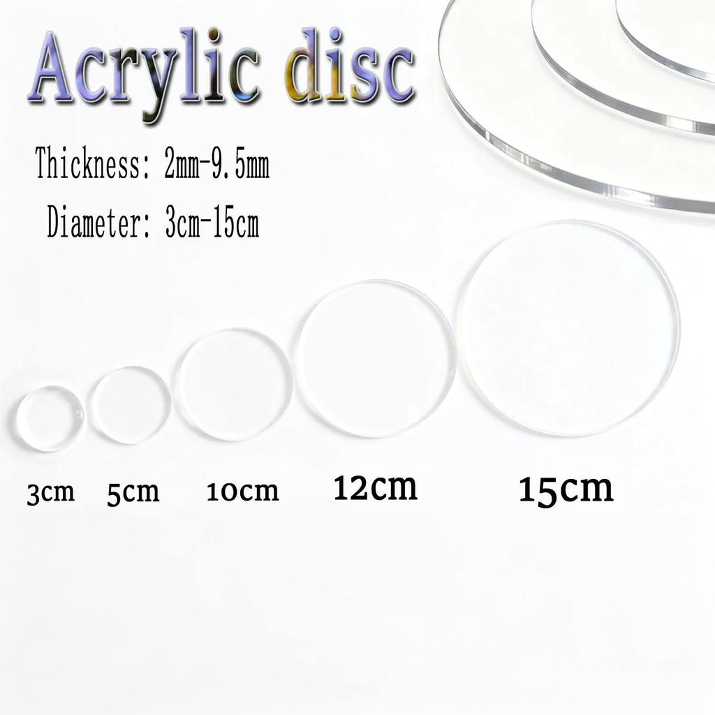 1-10 Pezzi Dischi Acrilici Trasparenti da 5-15 cm, Lastre Rotonde in Plexiglass Spesse 2-9.5 mm per Sottobicchieri Fai-da-te, Tovagliette e Progetti di Pittura