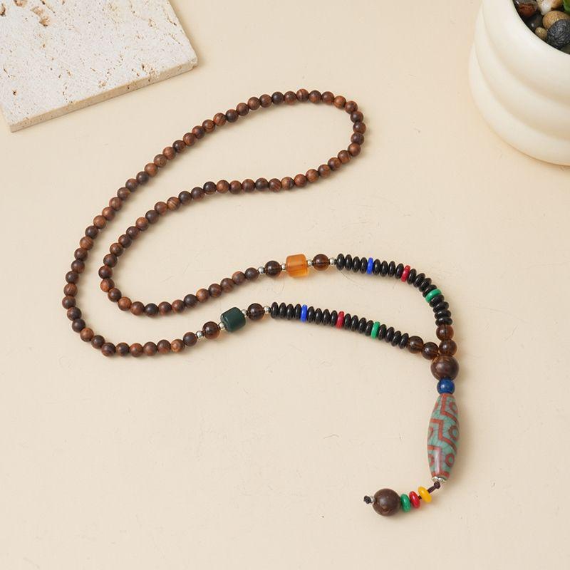 Ethnic Style Wood Necklace & Prayer Beads - Unisex Versatile Chicken Wing Wood Sweater Chain