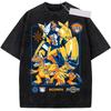Seraphimon T Shirt Men Digimon Patamon Vintage Acid Wash Streetwear Oversized Retro Japanese Anime Graphic Cotton Tees