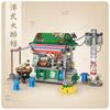 Idea Hong Kong Street View Night Sidewalk Snack Booth Mini Block Food Stalls Streetscape Octopus Squid Balls Building Brick Toys