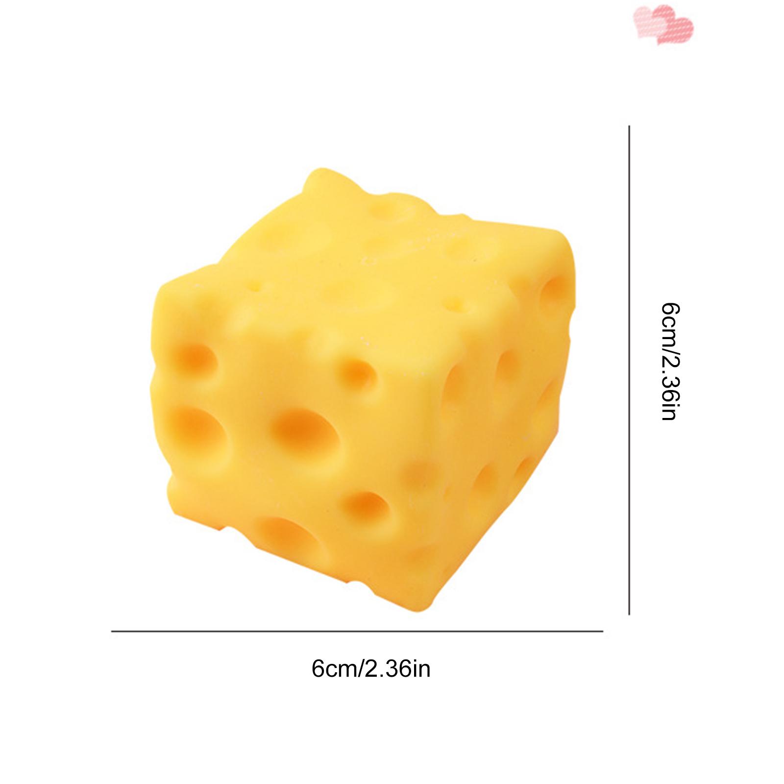 Cute Cheese Squishy Toy Soft TPR Stress Relief Ball Funny Food Shaped Fidget Toy for Anxiety and Stress Management for Kids