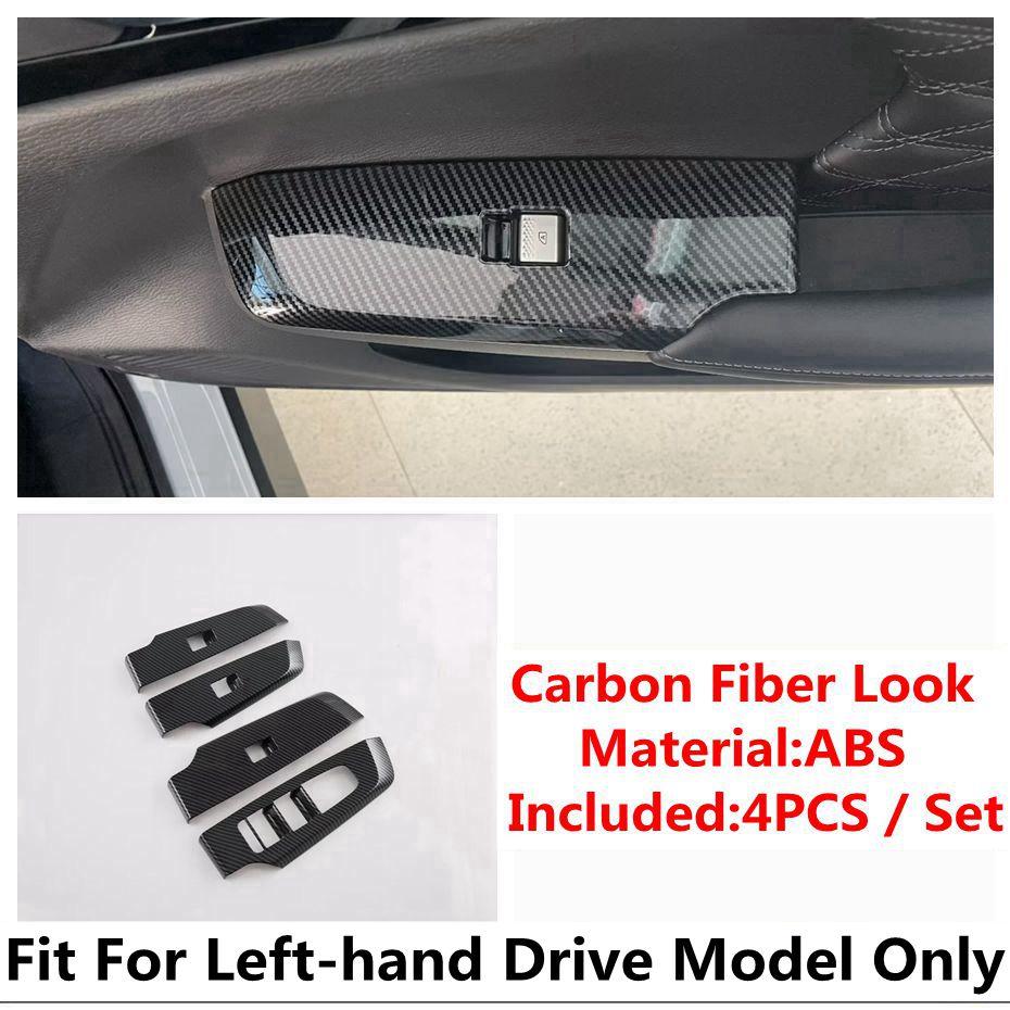 Car Door Armrest Window Lift Button Panel Cover Trim For Mitsubishi Outlander - 2026 ABS Carbon Fiber / Black Accessories