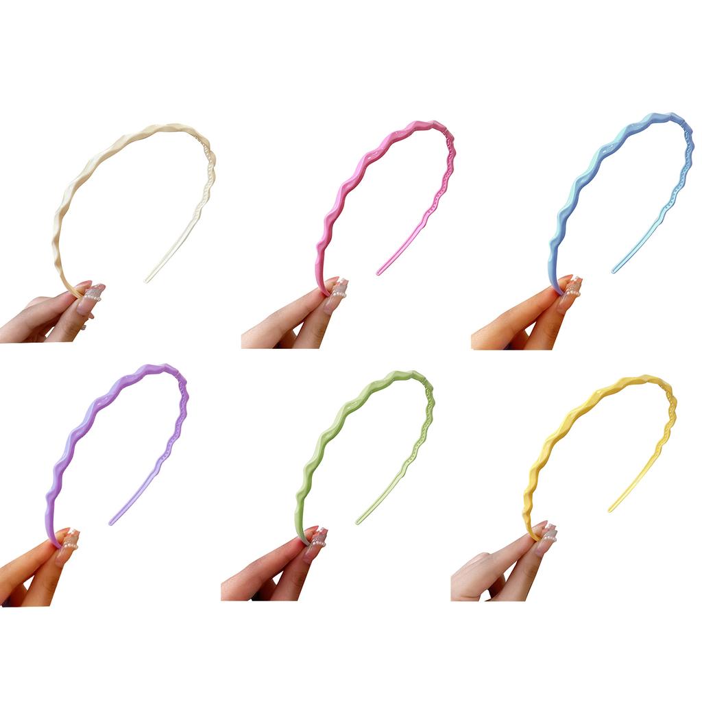 Thin Headband Non Slip Candygirl HeadBands for Girl Wavy HeadBand for Kid Candy Color Headband Plastic Hair Hoop