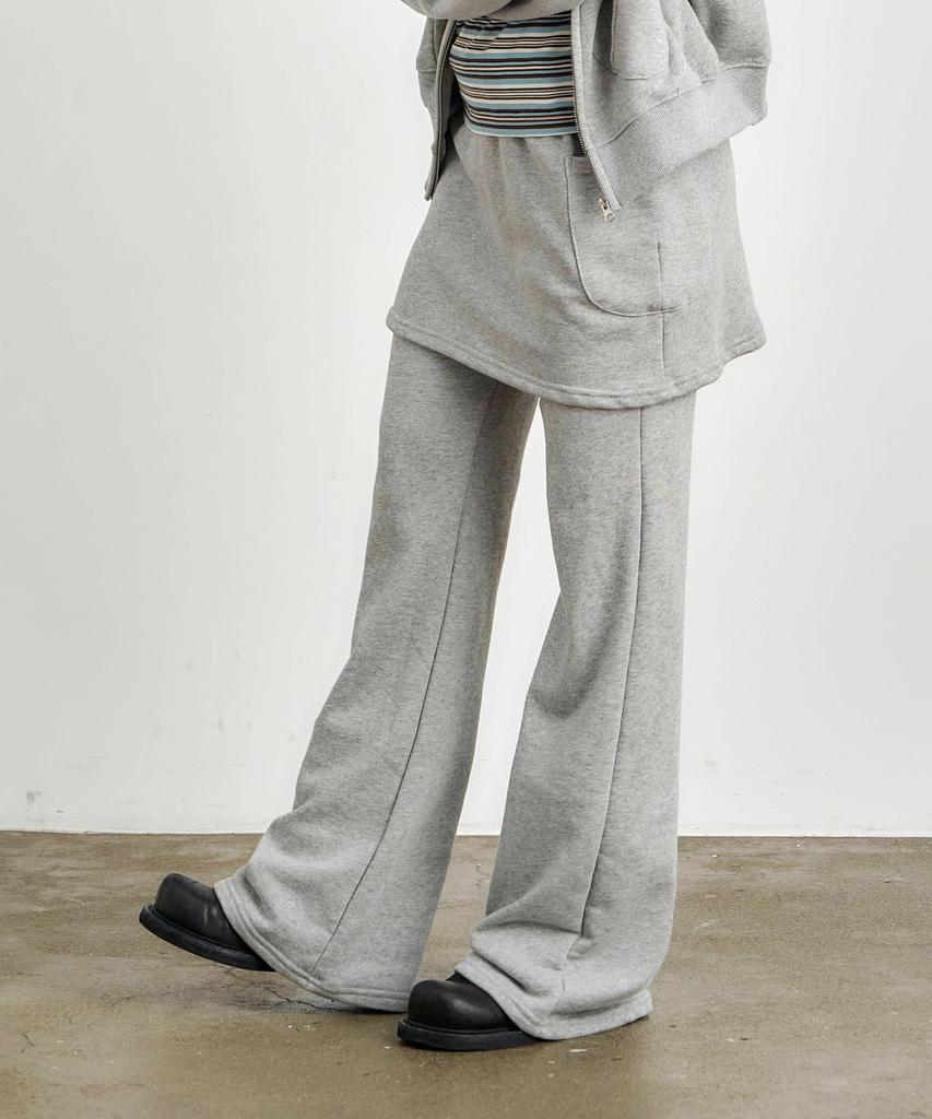 KIJIKO Ke611-Bootcut Skirt Pants Melange Gray