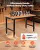 Adjustable Workbench on Wheels, 680 kg Capacity, 122 x 60 cm Oak Wood Top Workbench with 72.5-107.5 Height Adjustment, Heavy-Duty Hardwood Worktable