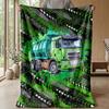 Green Garbage Truck Theme Blanket Lightweight Warm Flannel Blanket Decorative Throw Blanket for Home Decoration