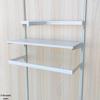 Black & White Clothing Store Stainless Steel Wall-Mounted Display Rack with Side Hooks and Shelving Brackets