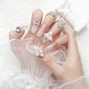 24-Piece Pink Gradient 3D Flower Bow Nails: High-Value Whitening Manicure Set