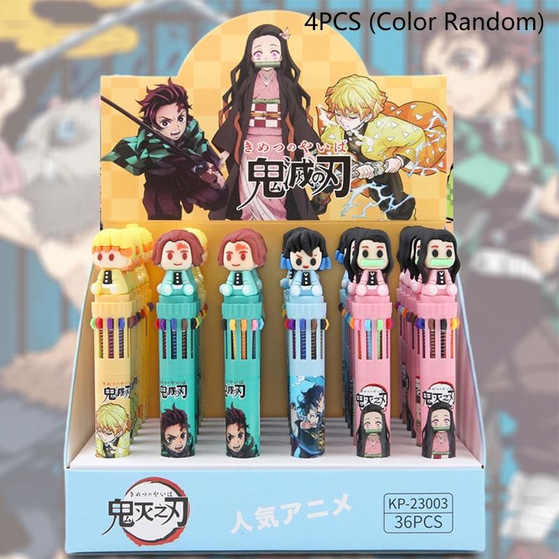 Cartoon Anime 10-color Ballpoint Pen Multi-functional Pressing Pen For Boys Student Special Notebook Pen