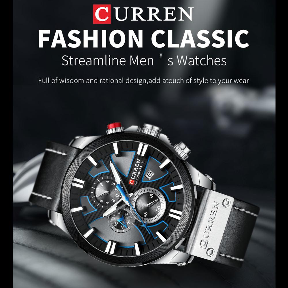 CURREN Kell Chronograph Sport Meeste käekellad Kvartskell Nahast Meeste Käekell Relogio Masculino Moekink meestele