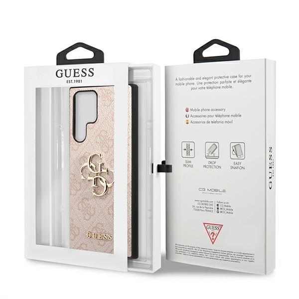 Guess GUHCS22L4GMGPI S908 S22 Ultra różowy/pink twarde etui 4G Duże Metalowe Logo