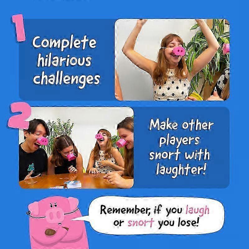 Snort Funny: The Oinkcredible You Laugh You Lose Party Game | 150 Challenge Cards, 5 Pig Snouts & Mud Tokens | Friend & Family Funny Games for 4-8 Pla