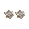 Imitation Pearl Flowers Geometry Stud Earrings for Women Simple Retro Temperament Fashion Sweet Personality Jewelry Gift