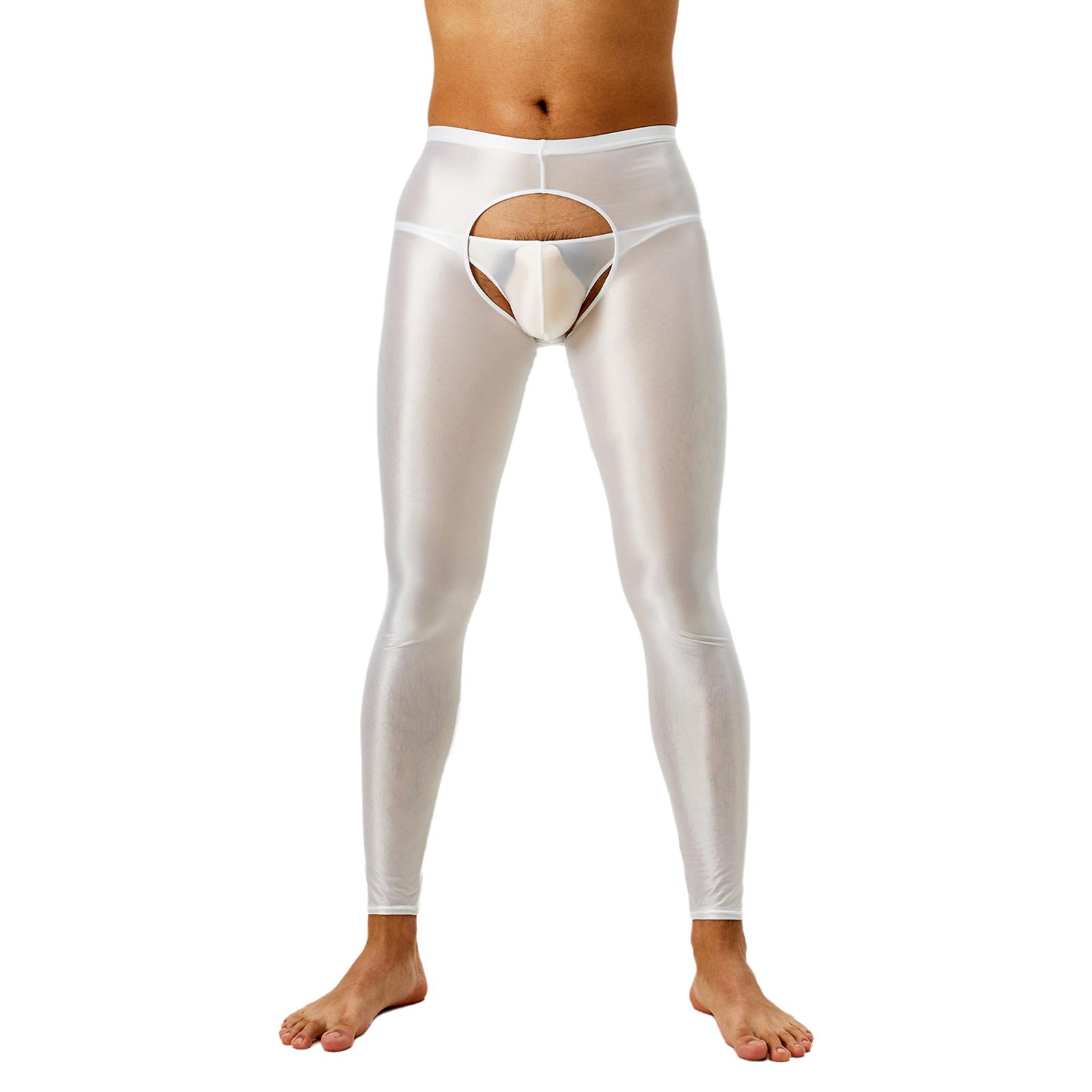 

Мужские компрессионные леггинсы с открытым шаговым швом из шелка, базовый слой, дышащие тренировочные леггинсы XL белый