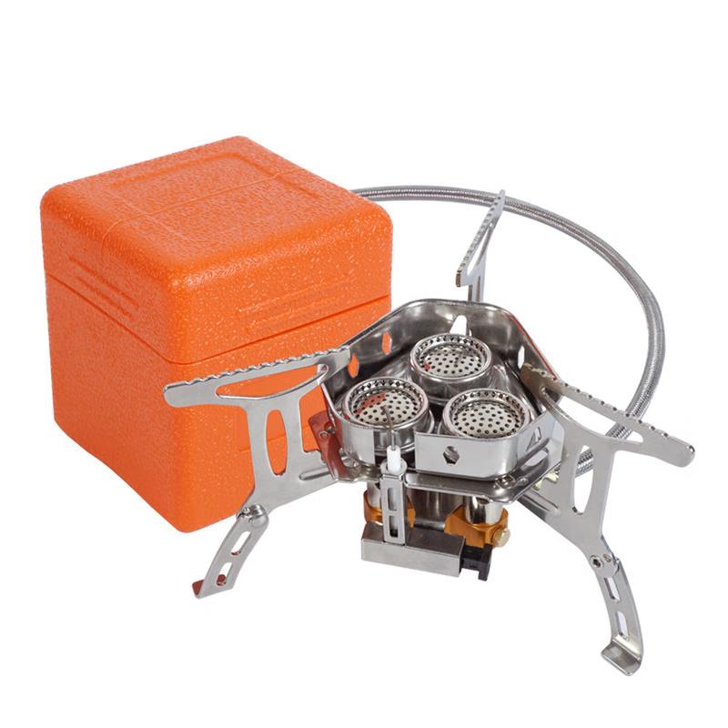 NuFeng Portable Windproof Triple-Core Folding Camping Stove with Adapter