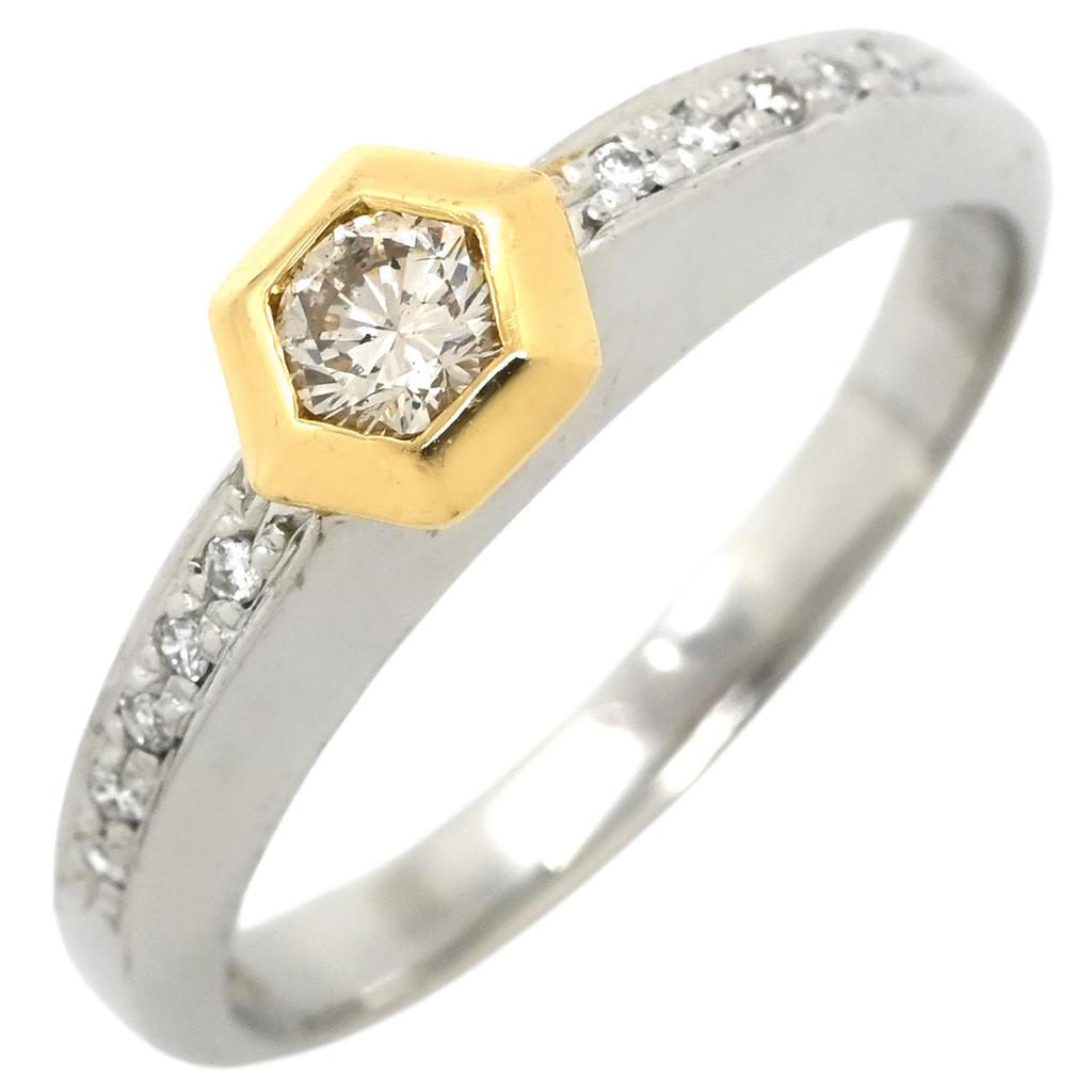 NON BRAND Diamond 0.28ctRing ring Pt900/18K Yellow Gold #18.5(JP Size) Array
