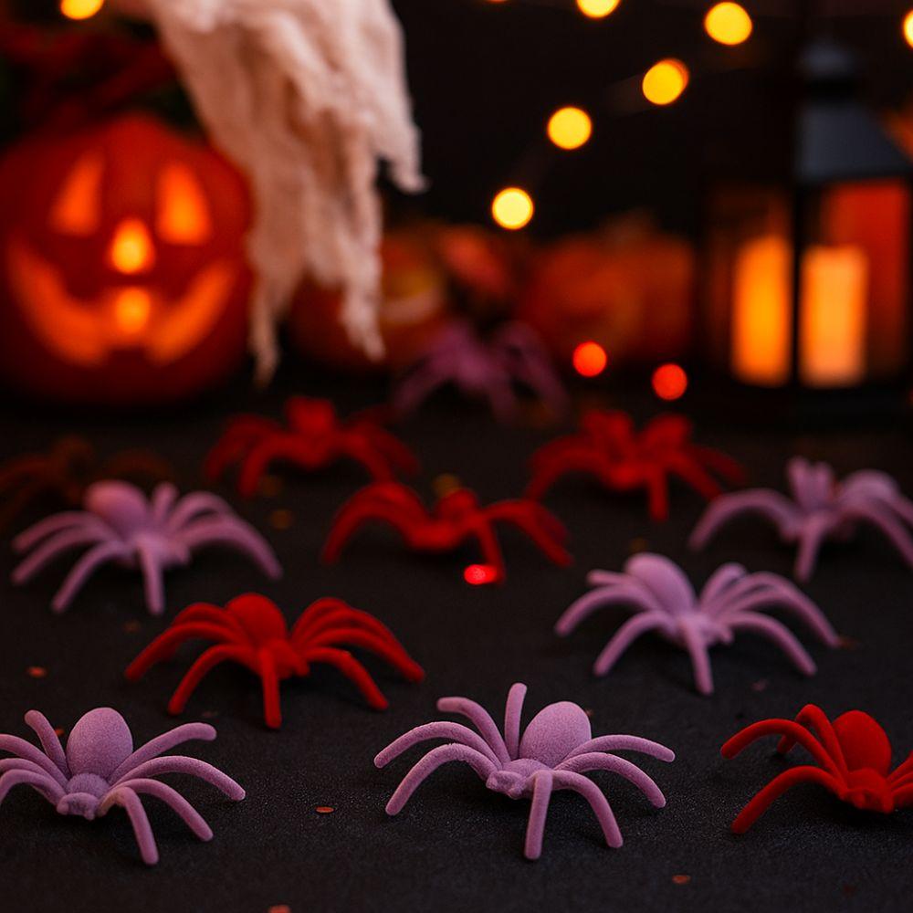 10PCS Simulation Halloween Plush Spider Mini Artificial Spider Funny Fake 3D Spider Toy Carnivals