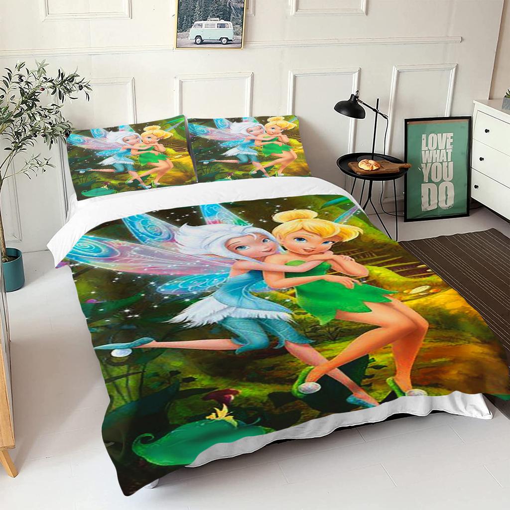 Kreslený anime povlak na přikrývku Zvonilka 100% polyester Šetrný k pokožce Prodyšný Roztomilý potisk Přikrývka Ložní prádlo