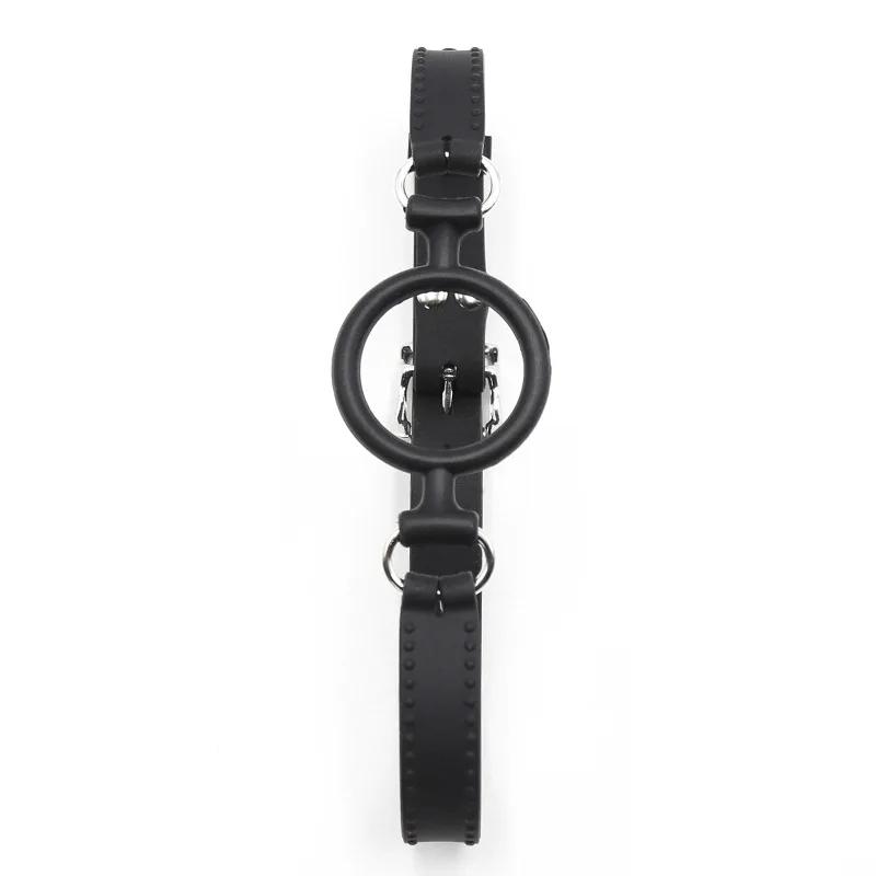 Full Silicone O Ring Gag Strap,Open Mouth Bite Gag,Fetish Oral Fixation  Toys,Sex Slave Bondage Muzzle SM Couple Flirt Tools