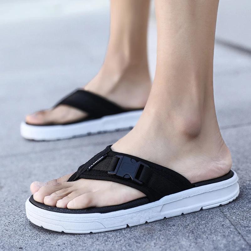 Fashion Mesh Flip-flops Summer Men Casual Beach Shoes Couple Outside Breathable Footwear Comfortable Sandals Anti-slip Platform Slippers