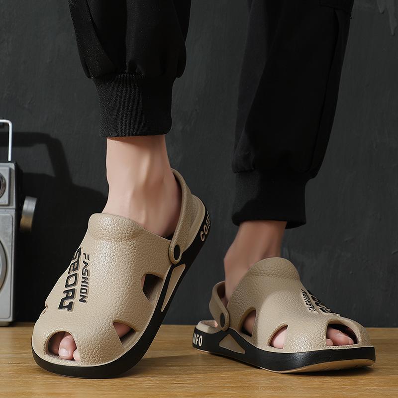 New Trendy Men's Hole Shoes Home Outdoor Wear-resistant Comfortable Lightweight Casual Cool Slippers