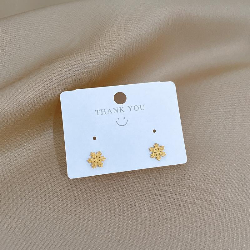 Gold Foil Snowflake Minimalist Small Stud Earrings Cold Men'S And Women'S Earrings Personality Temperament Banquet Earrings