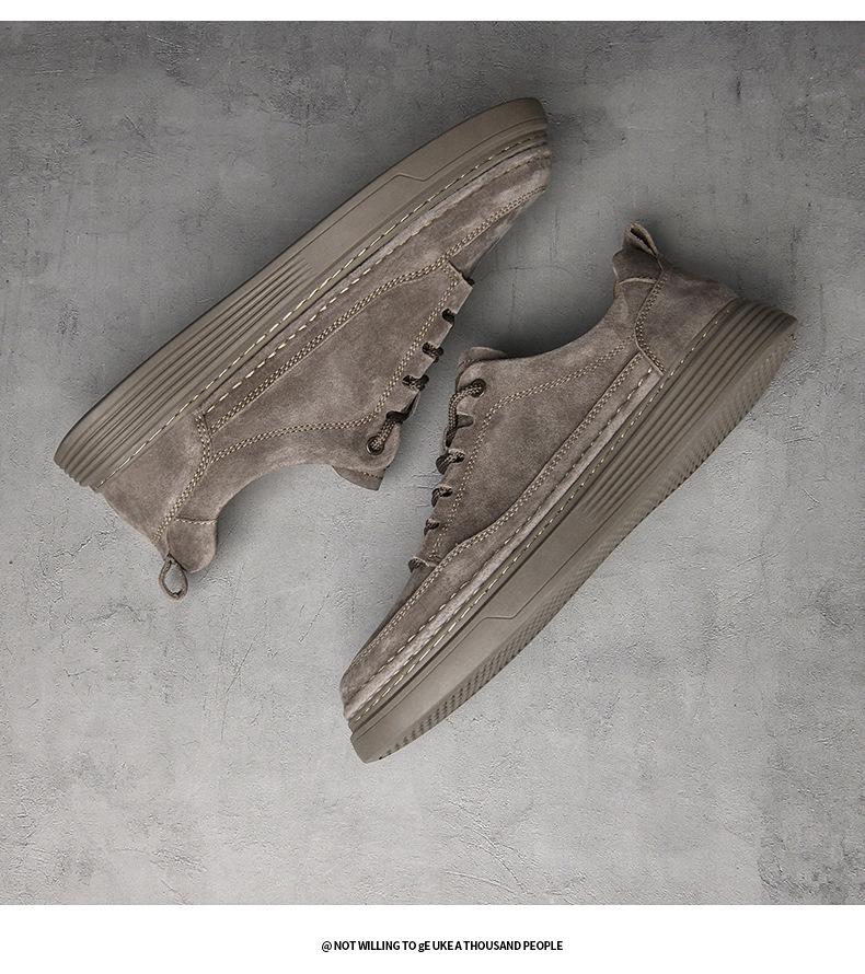 Men's Trendy British Casual Leather Sports Board Shoes, Retro Workwear Style